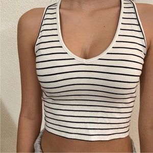 Brandy Melville halter crop top - white with black stripes